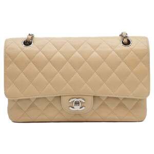 CHANEL Beige Double Flap Matelassé 25